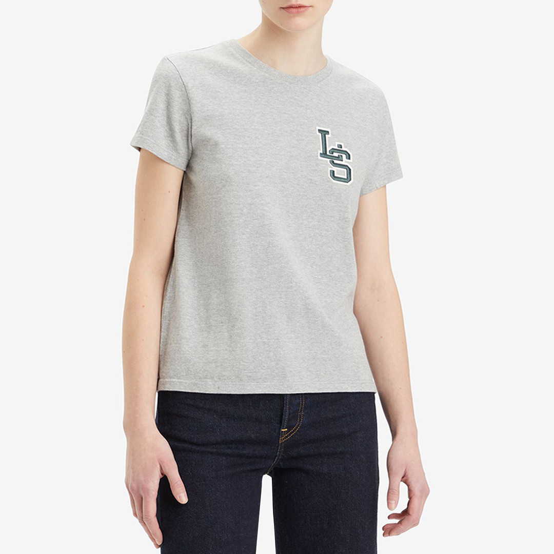 Grey Embroidered Monogram Cotton T-Shirt