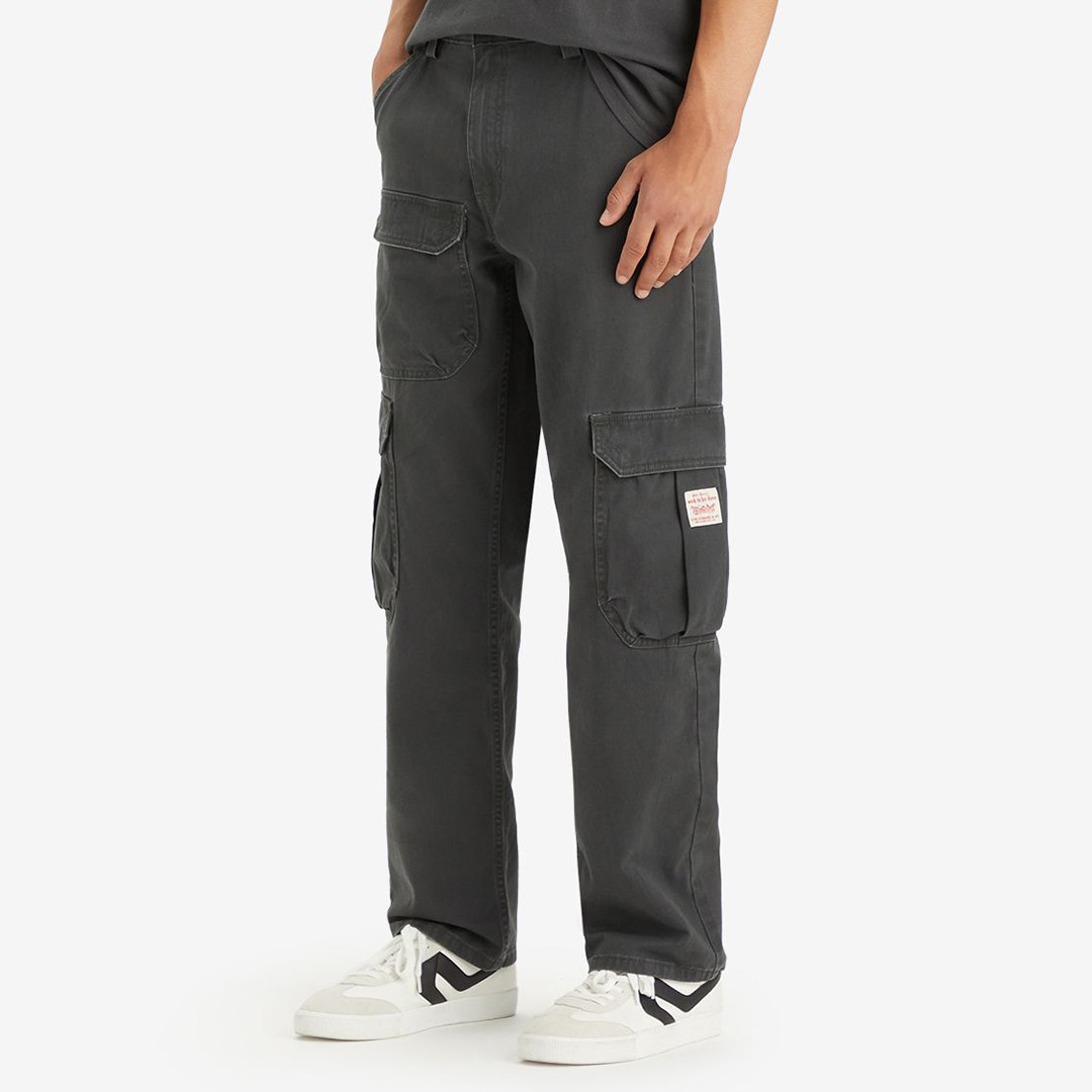 Black Twill Cargo Trousers