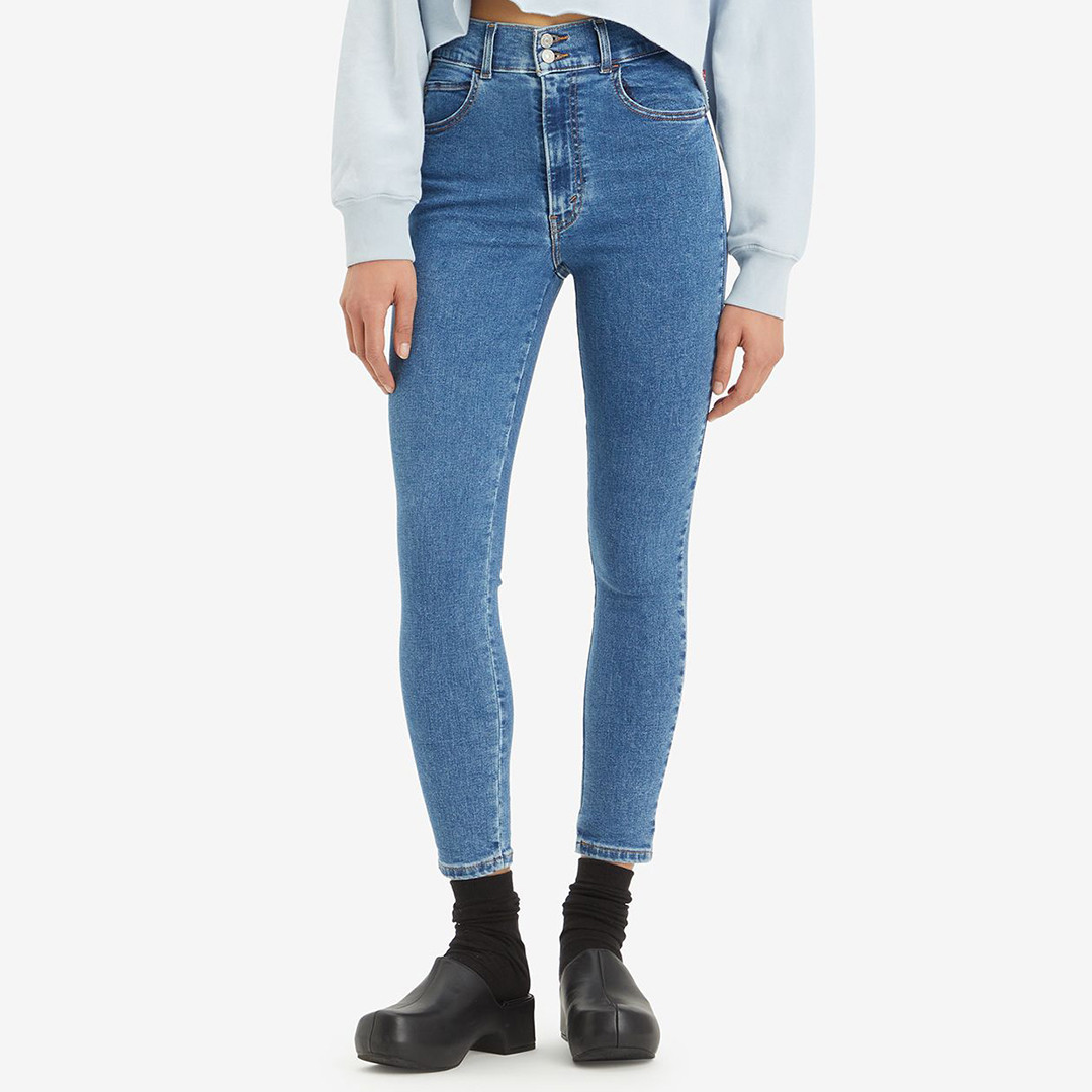 Blue Retro High Skinny Jeans