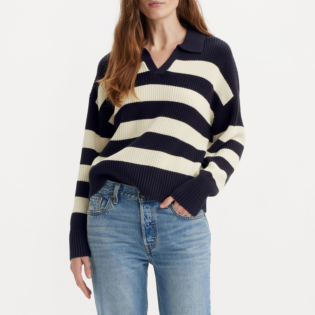 Black/White Eve Stripe Knit Jumper