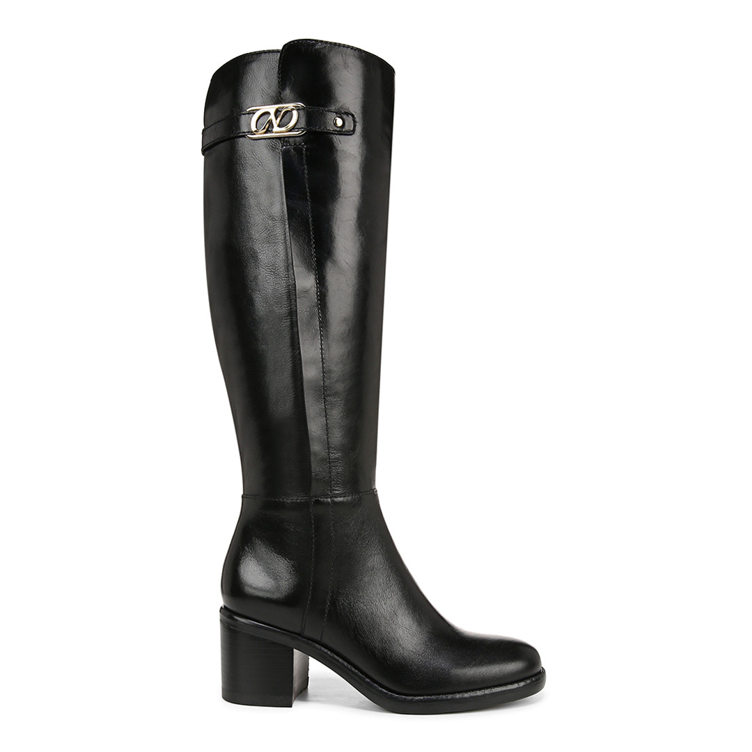 Black Leather Fannie Long Boot