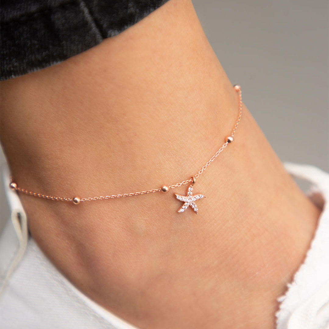 Sterling Silver Rose Gold Anklet