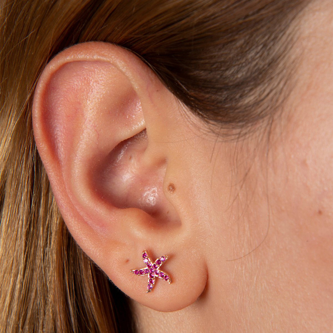 Sterling Silver Rose Gold Earring