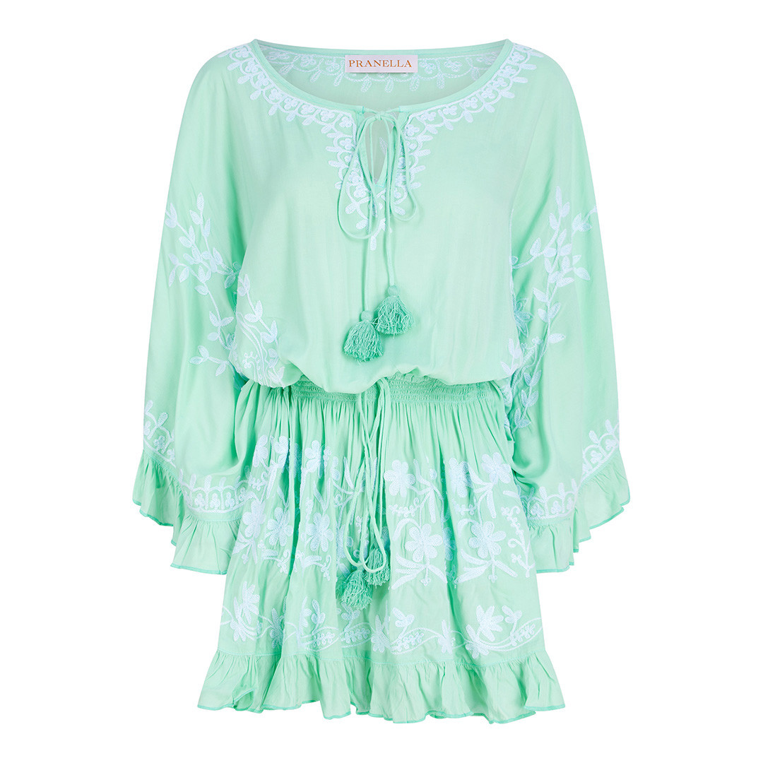 Lolly Mini Kaftan Aqua-White