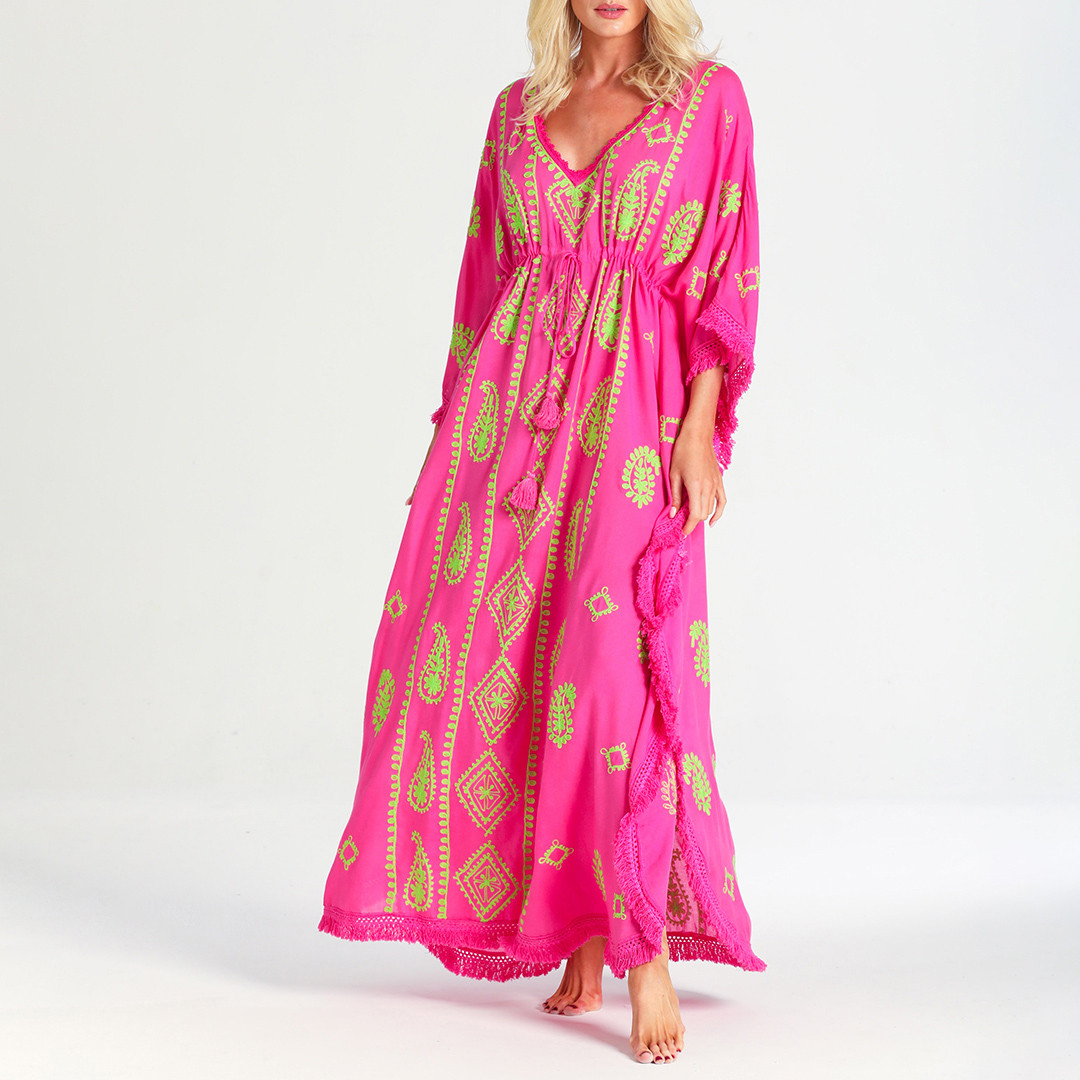 Bianca Kaftan Neon Pink-Lime