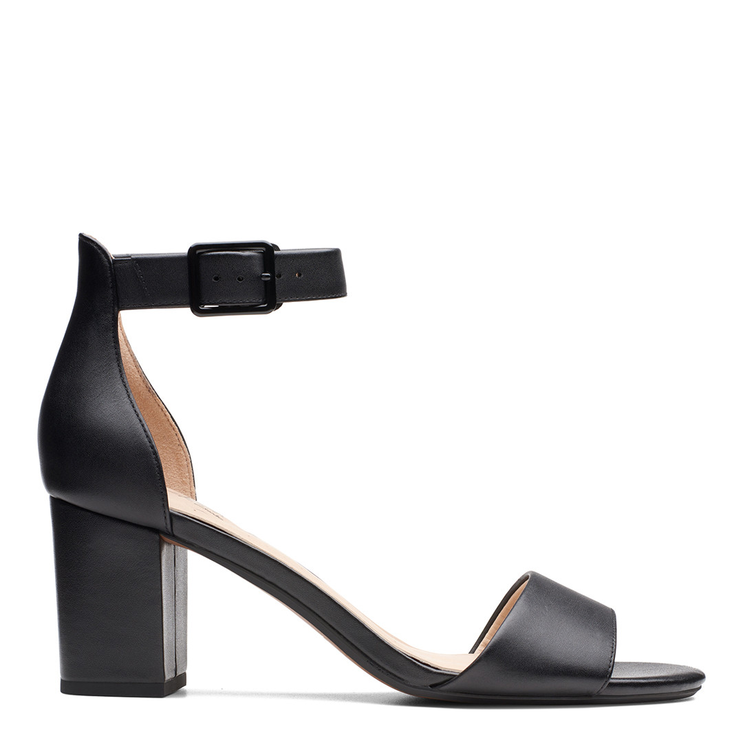 Black Deva Mae Leather Heeled Sandals