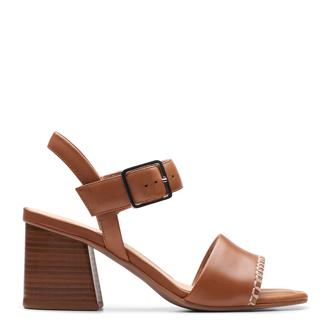 Tan Siara65 Leather Heeled Mule Sandals