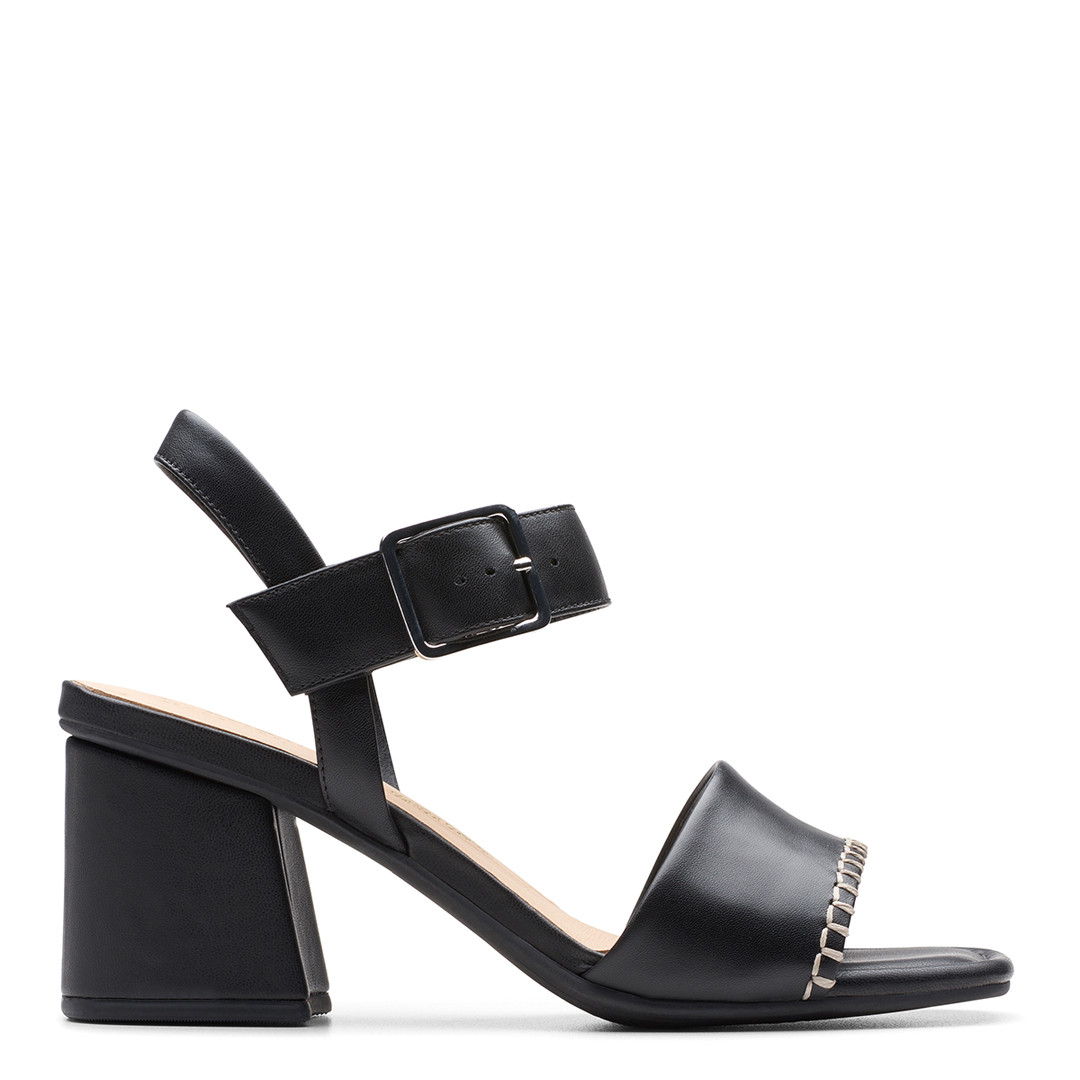 Black Siara65 Leather Heeled Mule Sandals