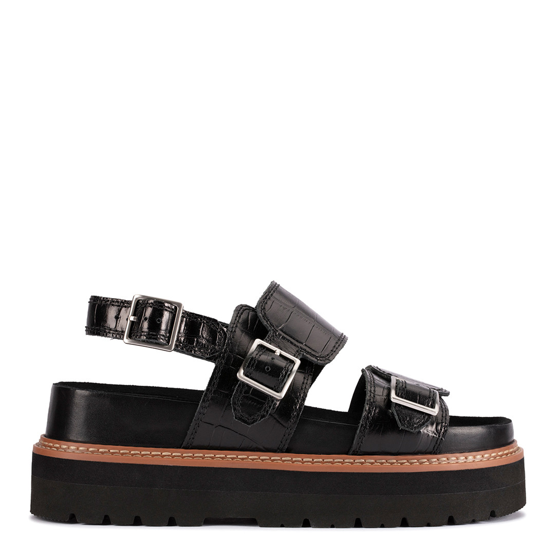 Black Orianna Glide Platform Sandals