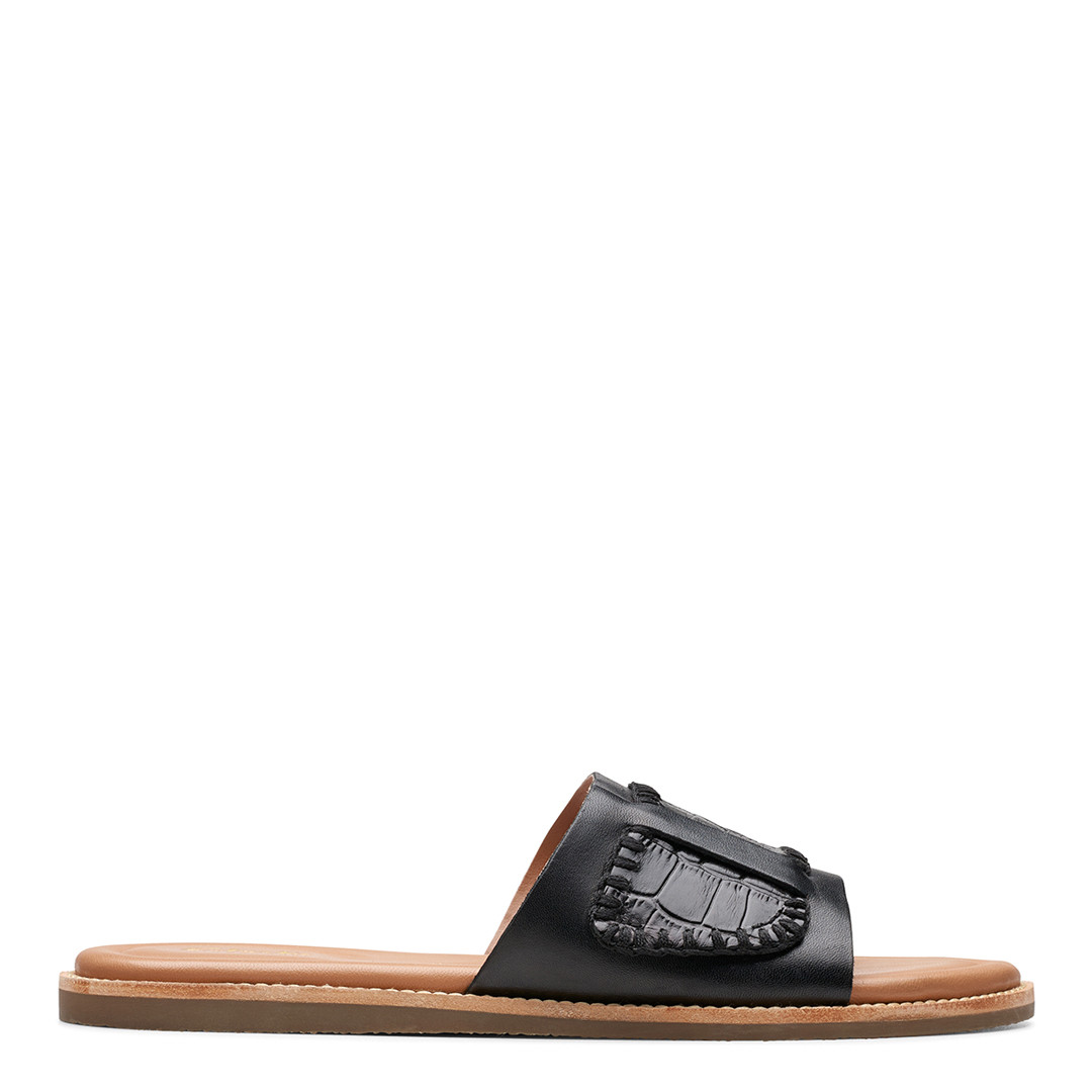 Black Maritime Slip On Flat Sandal