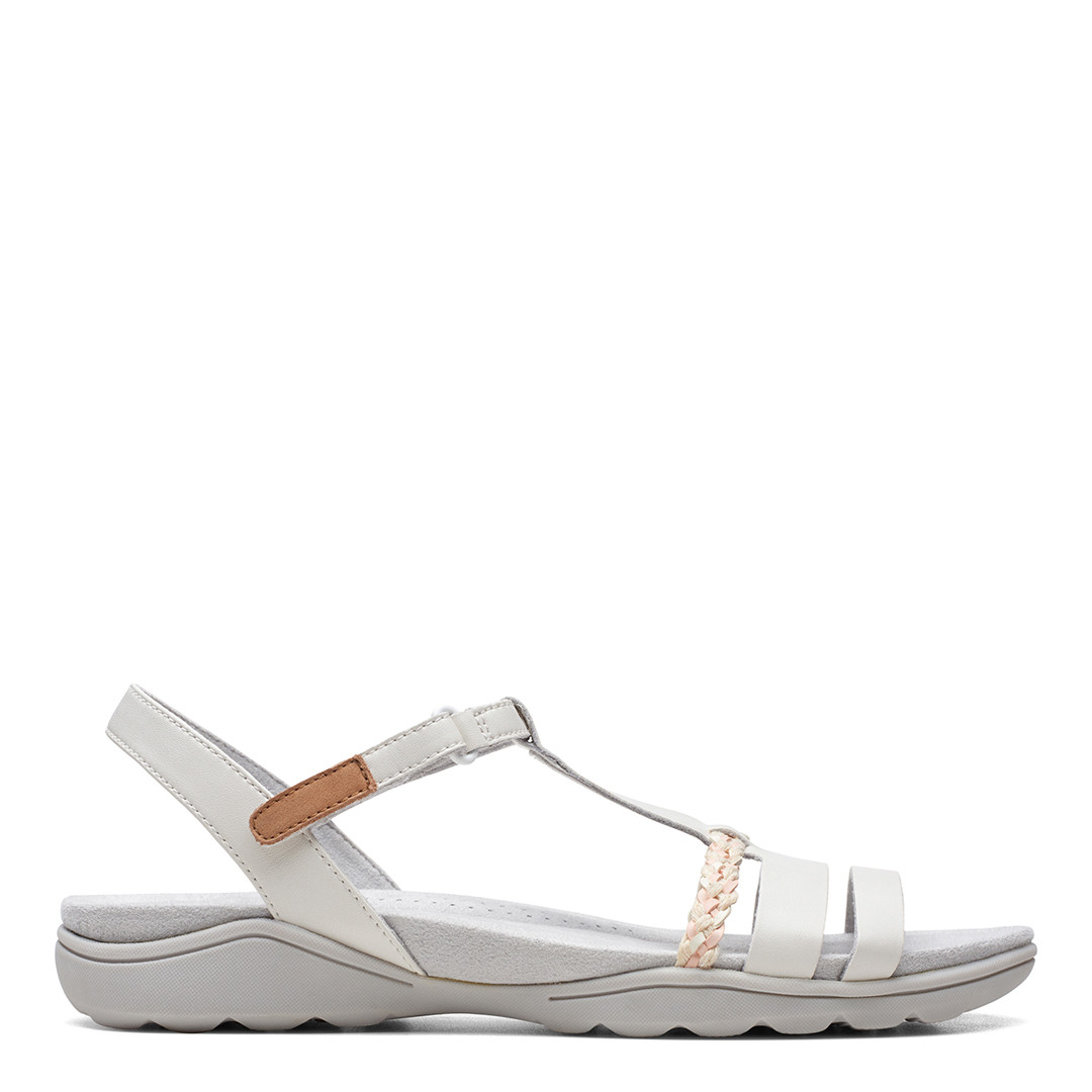 White Amanda Tealite Wide Flat Sandals