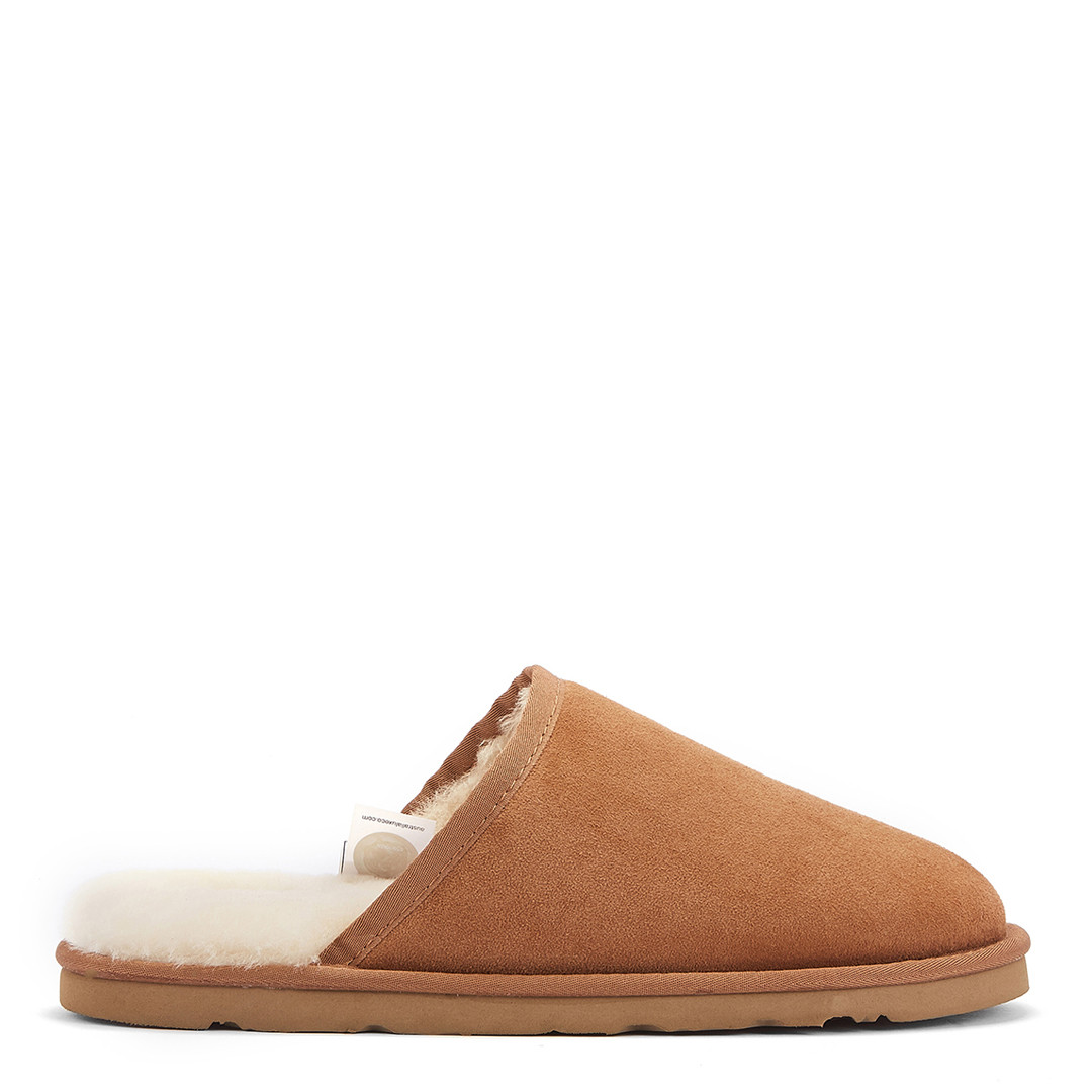 Men's Chestnut Mool Suede Slippers