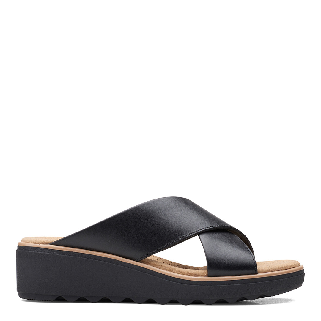 Black Jillian Gem Leather Flat Sandals