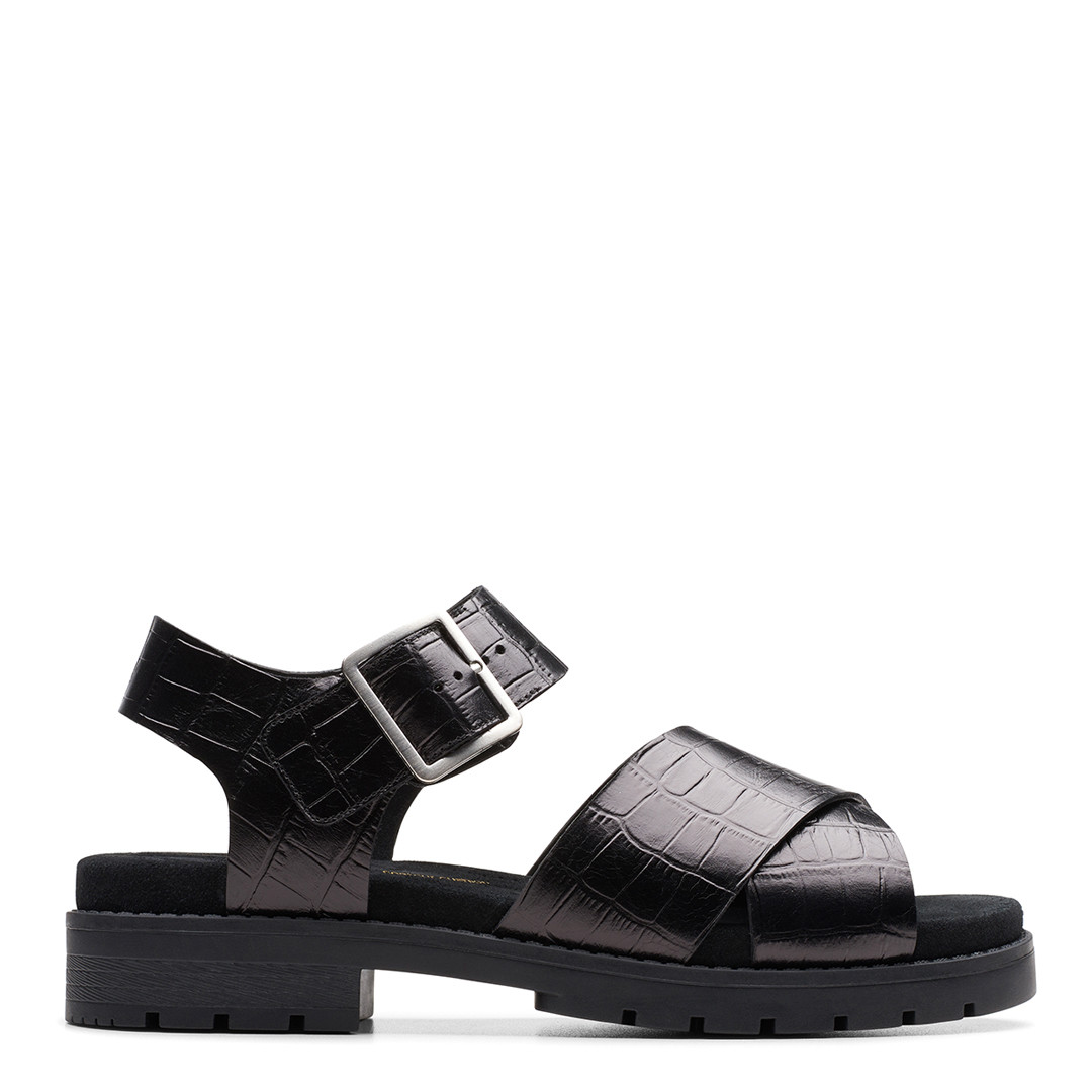 Black Orinoco Crossover Platform Sandals