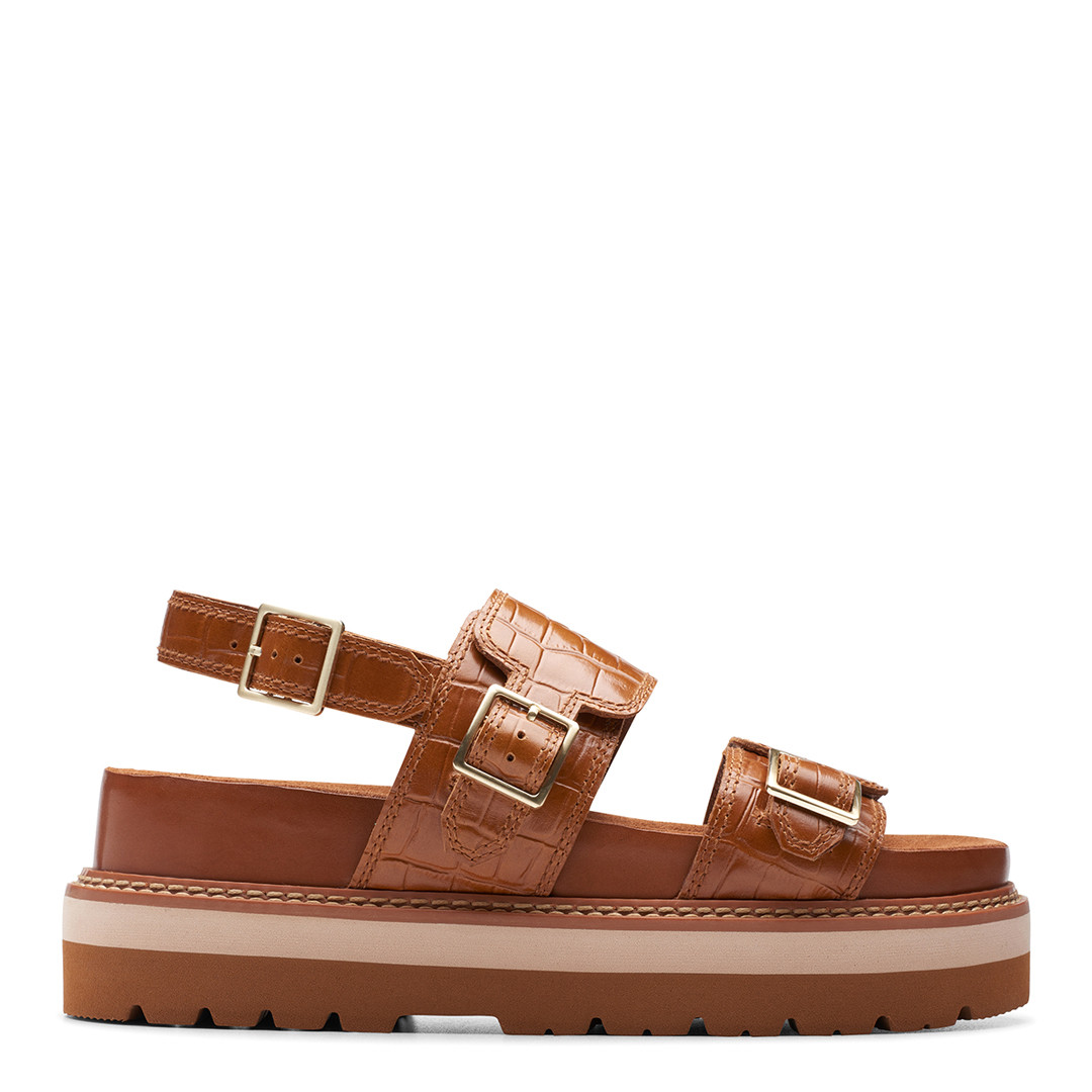 Tan Orianna Glide Platform Sandals