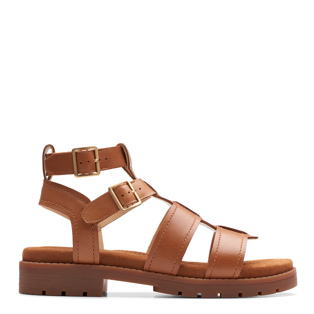 Tan Orinoco Cove Leather Flat Sandals