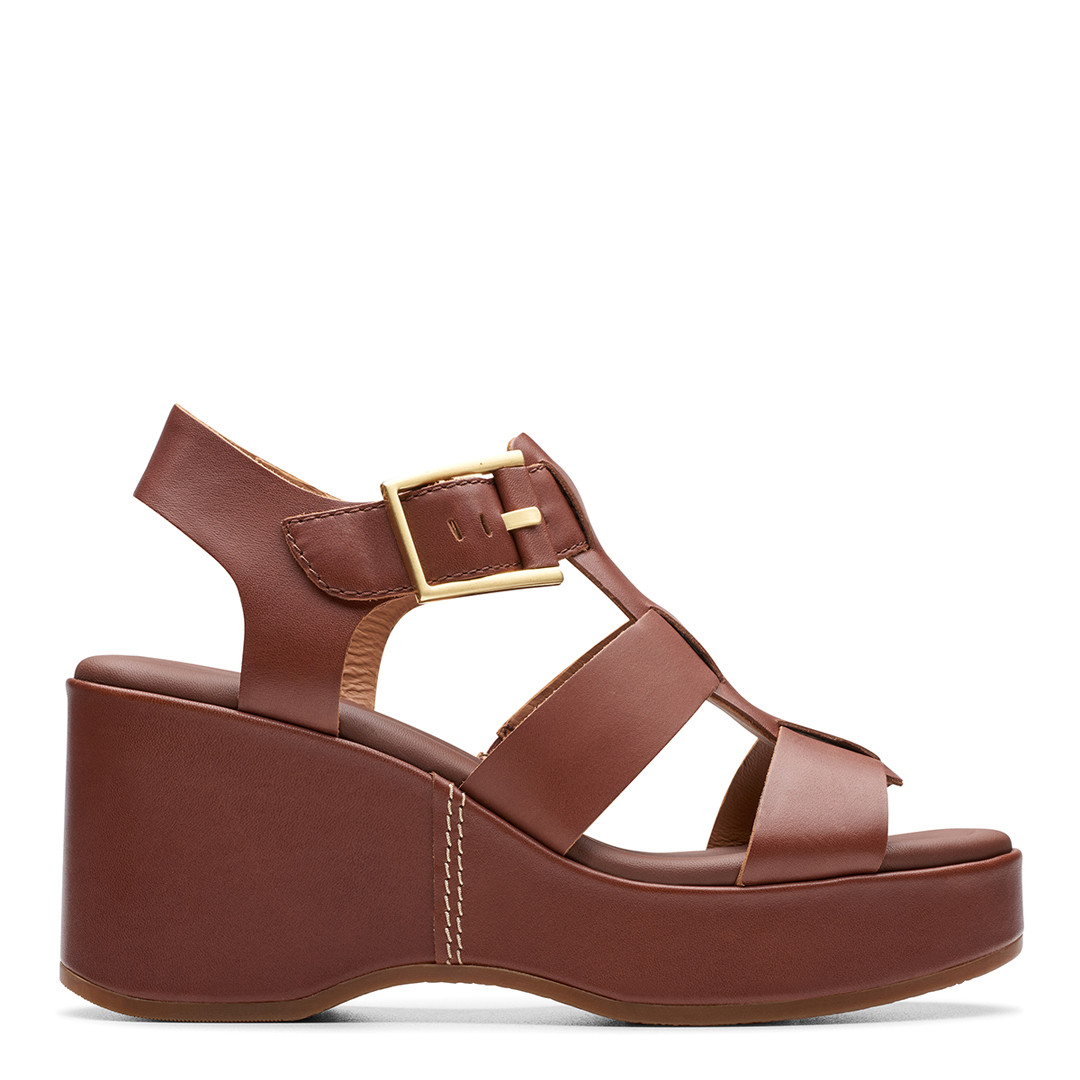 Tan Manon Cove Tan Leather Wedge Sandals