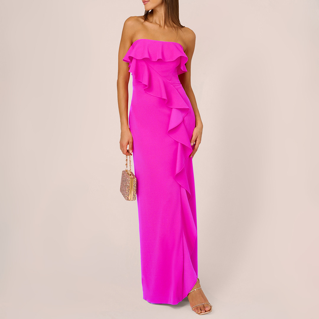 Fuschia Stretch Crepe Column Gown