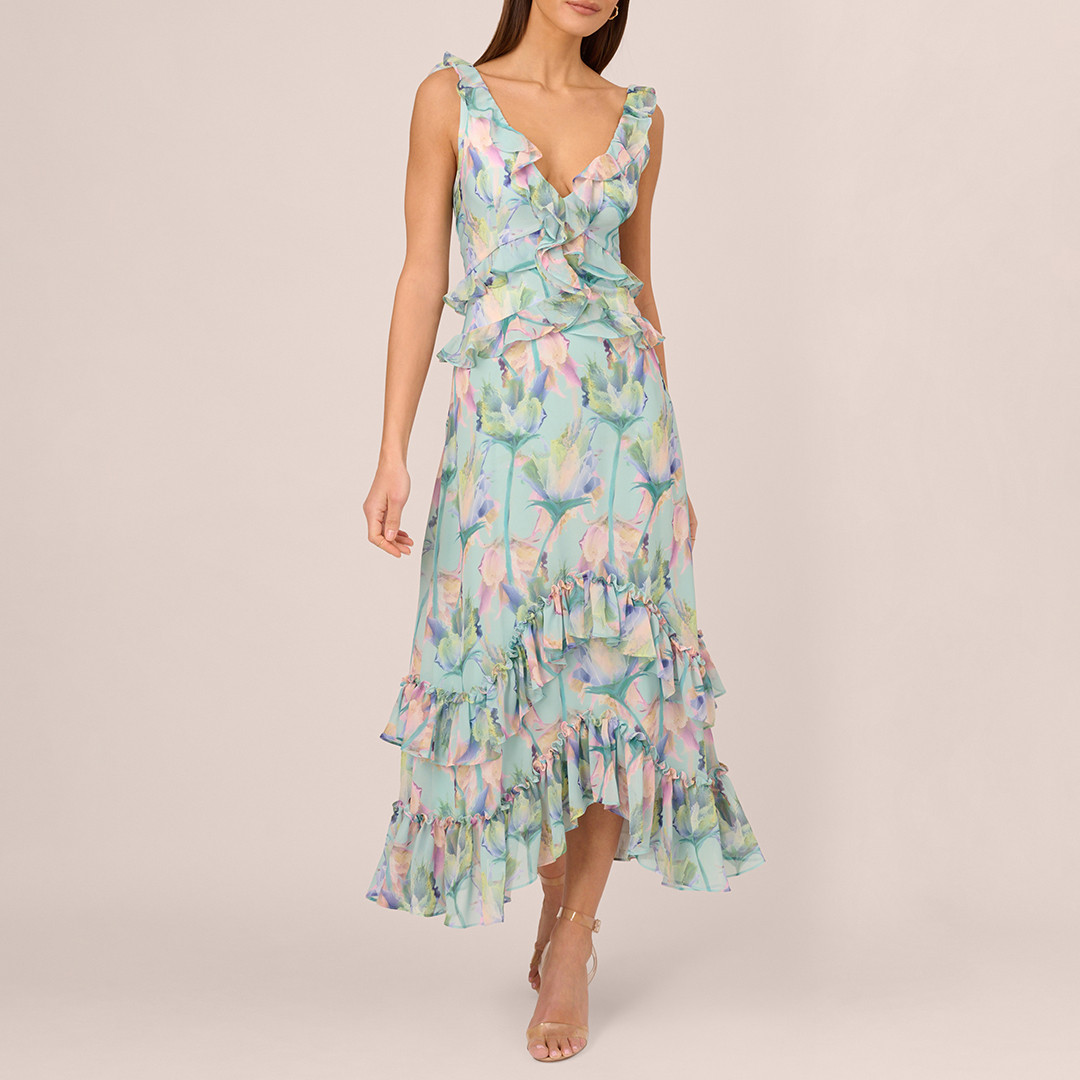 Multi Printed Ruffle Tier Maxi Dress