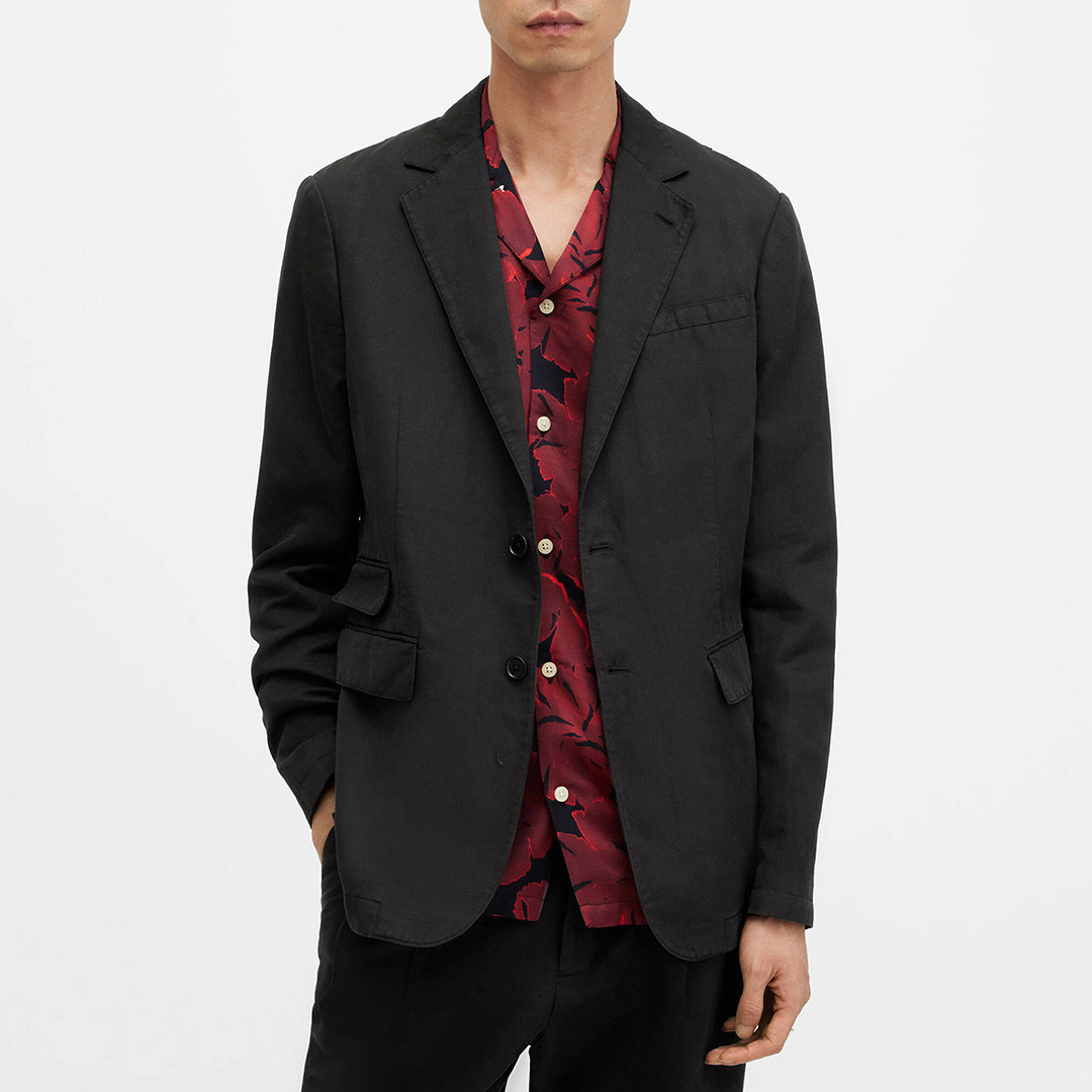 Black Sainte Relaxed Linen Blend Blazer