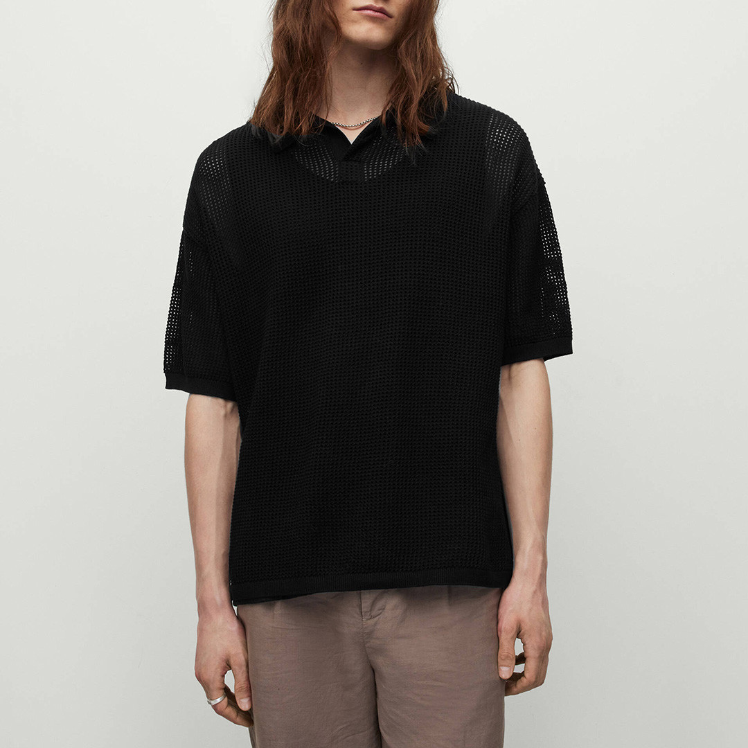 Black Corbi Oversized Polo Shirt