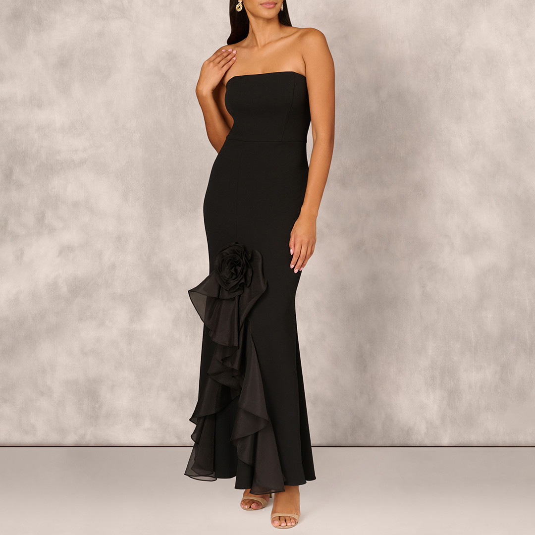 Black Stretch Crepe Mermaid Gown