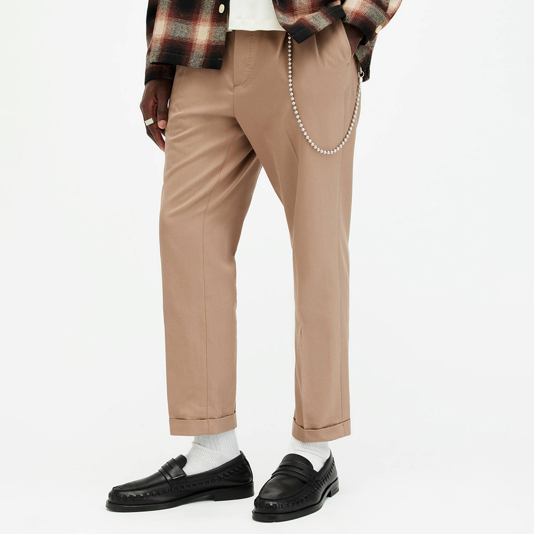 Beige Tallis Straight Crop Chino Trousers