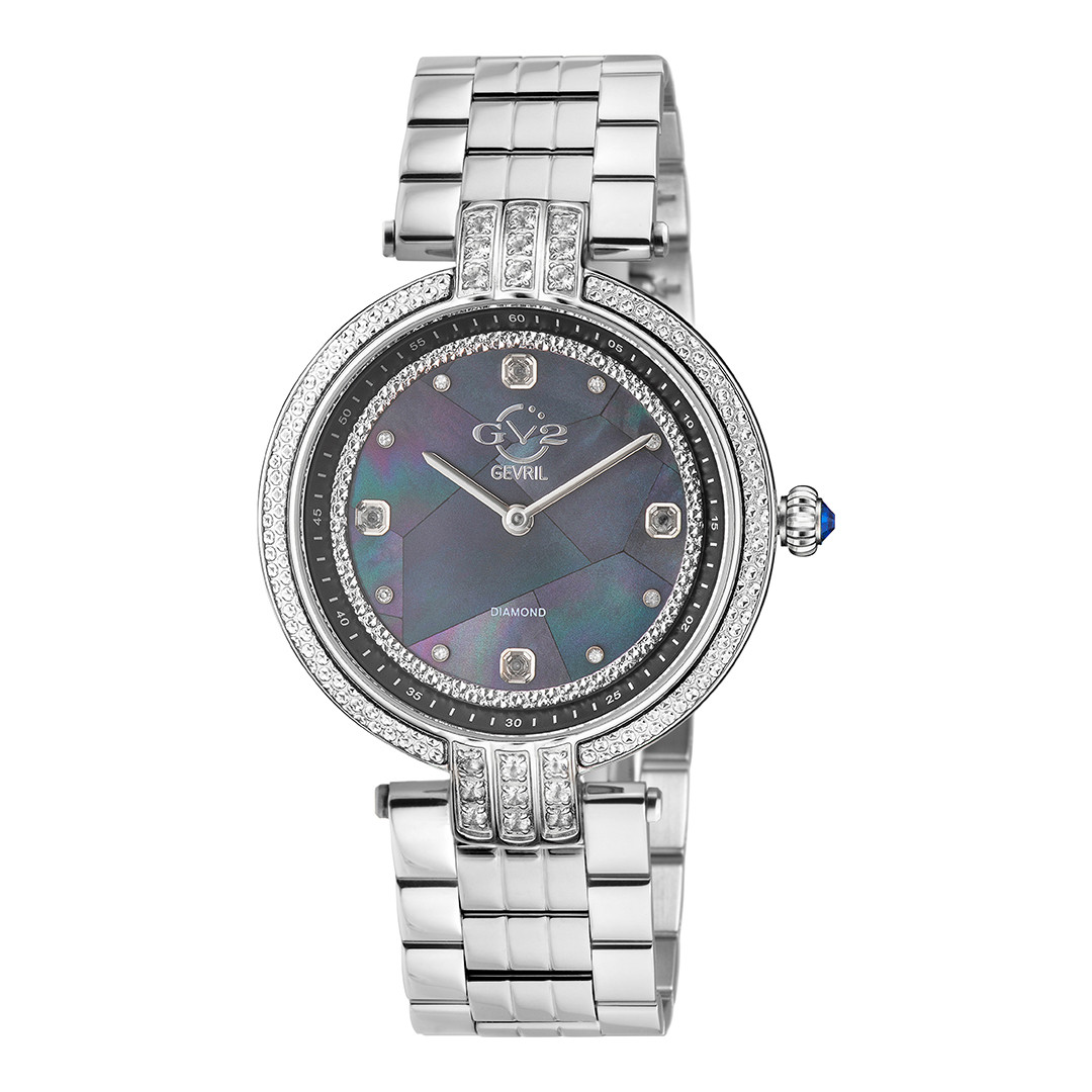 Women's Swiss Quartz Black Mother of Pearl Dial Matera Watch