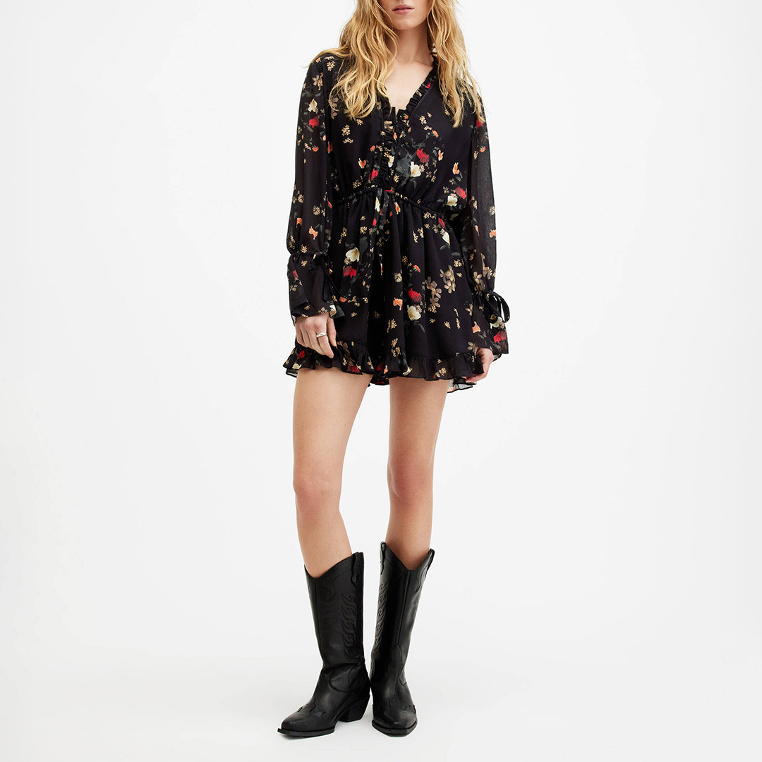 Black Floral Daria Kora Playsuit