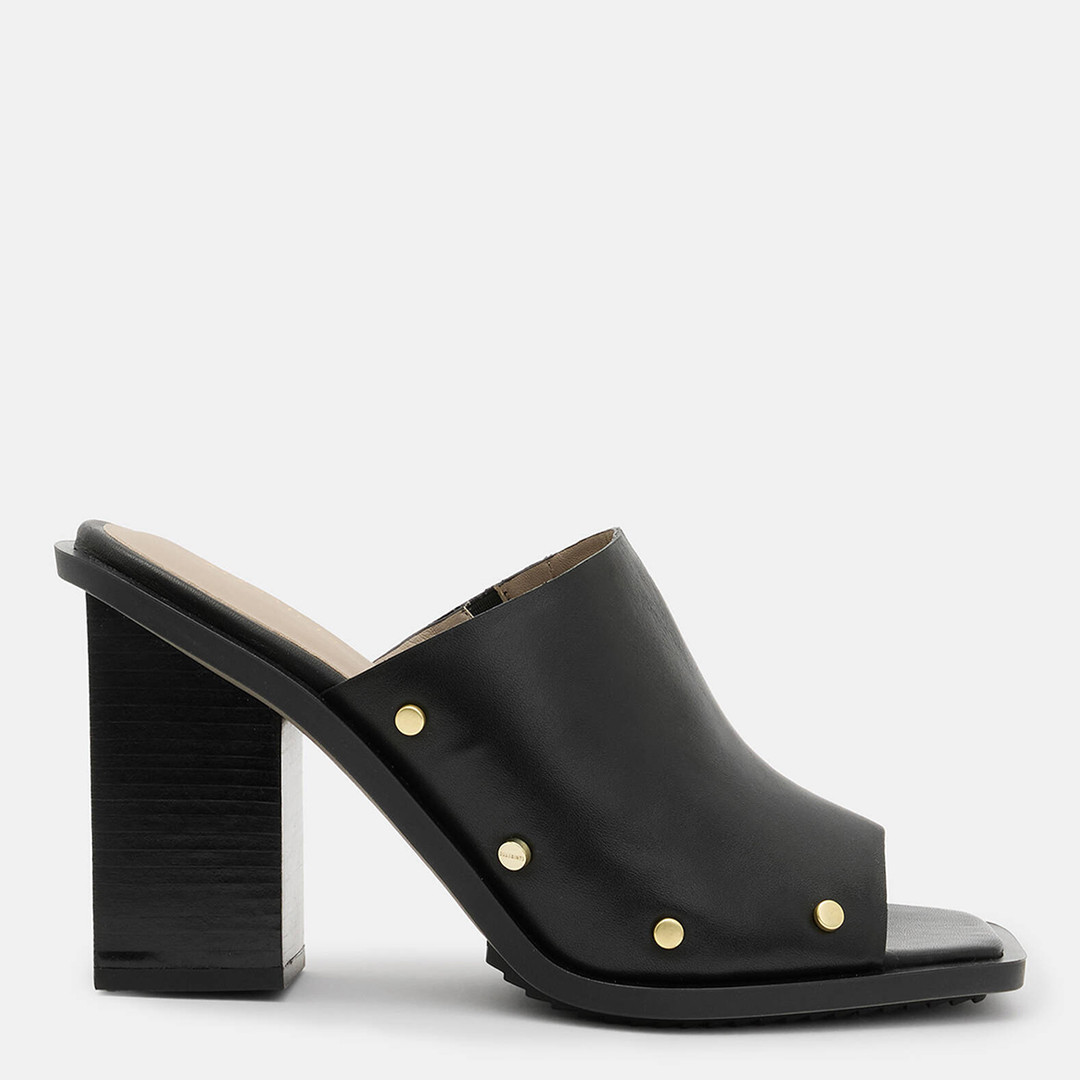 Black Kelly Studded Leather Mules