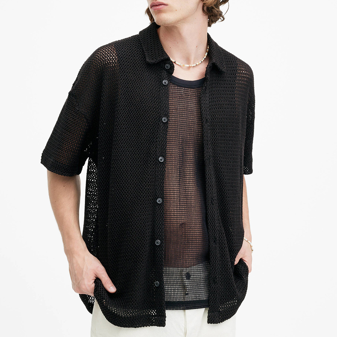 Black Munroe Mesh Boxy Shirt