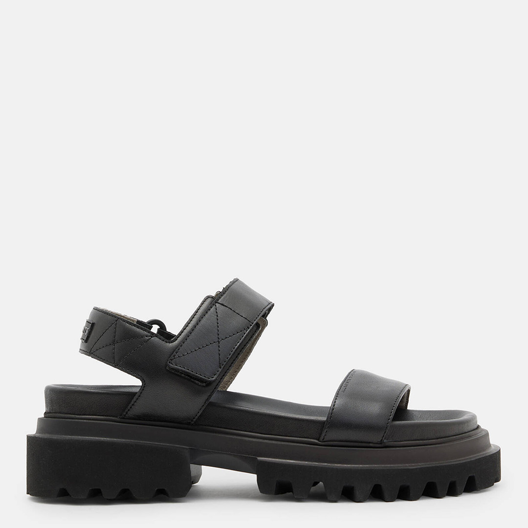 Black Rory Leather Strap Sandals