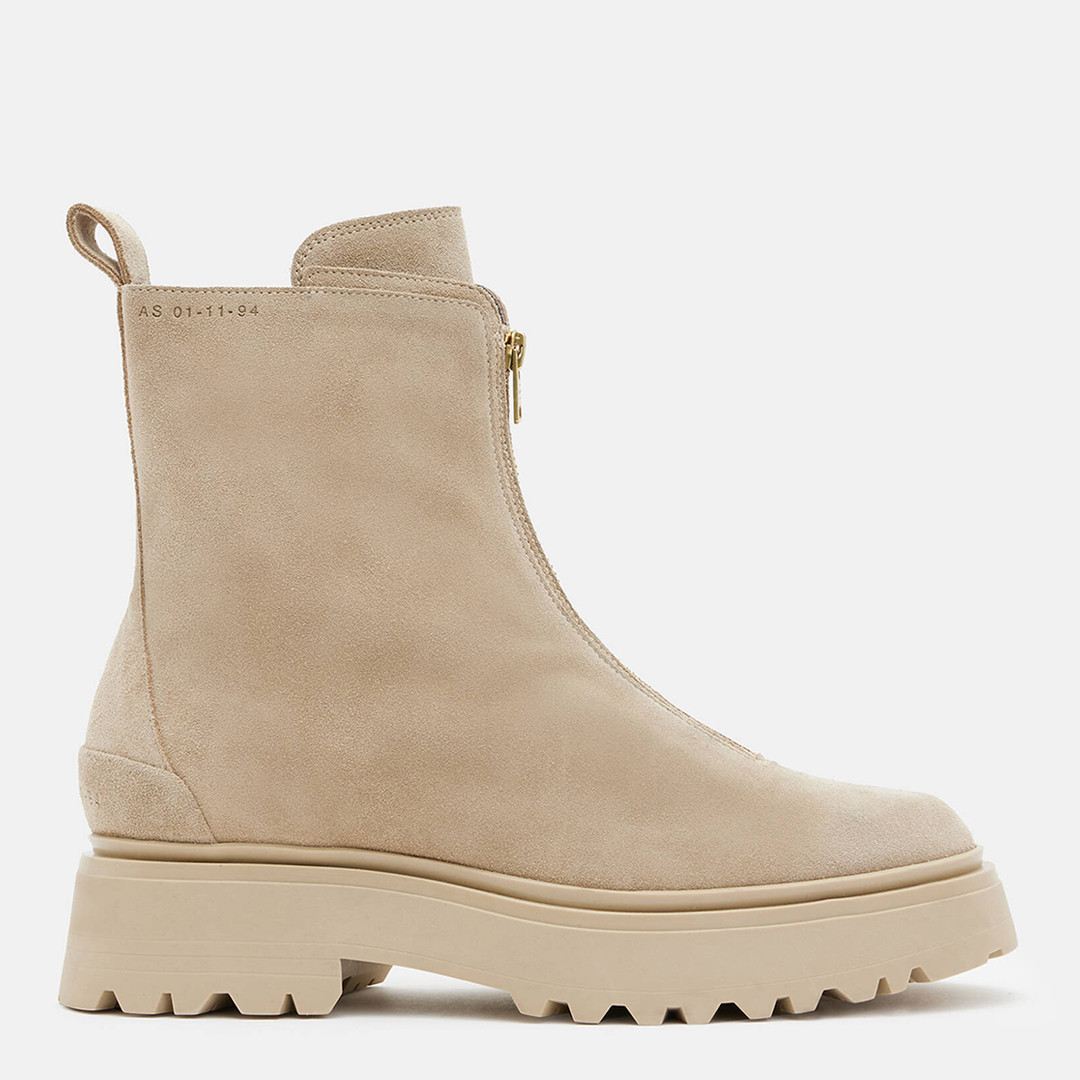 Beige Ophelia Suede Zip Boots