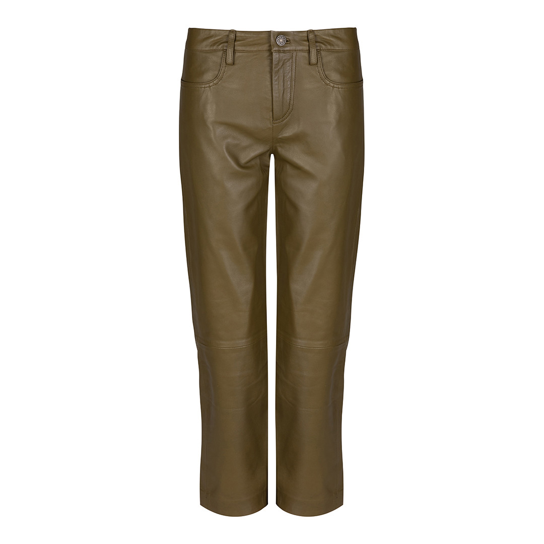 Olive Blake Crop Leather Trousers