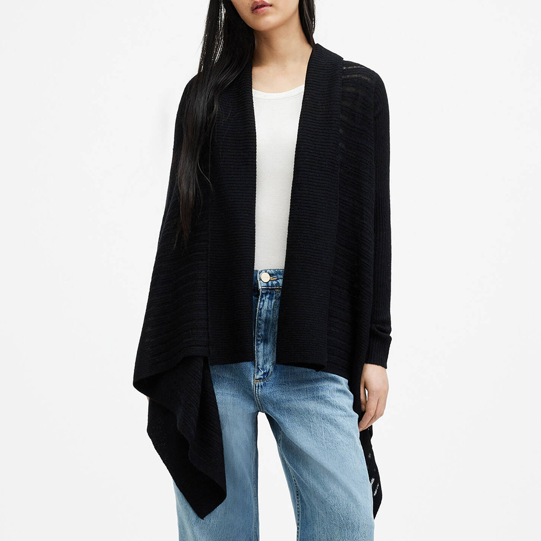 Black Harley Loose Wool Blend Cardigan