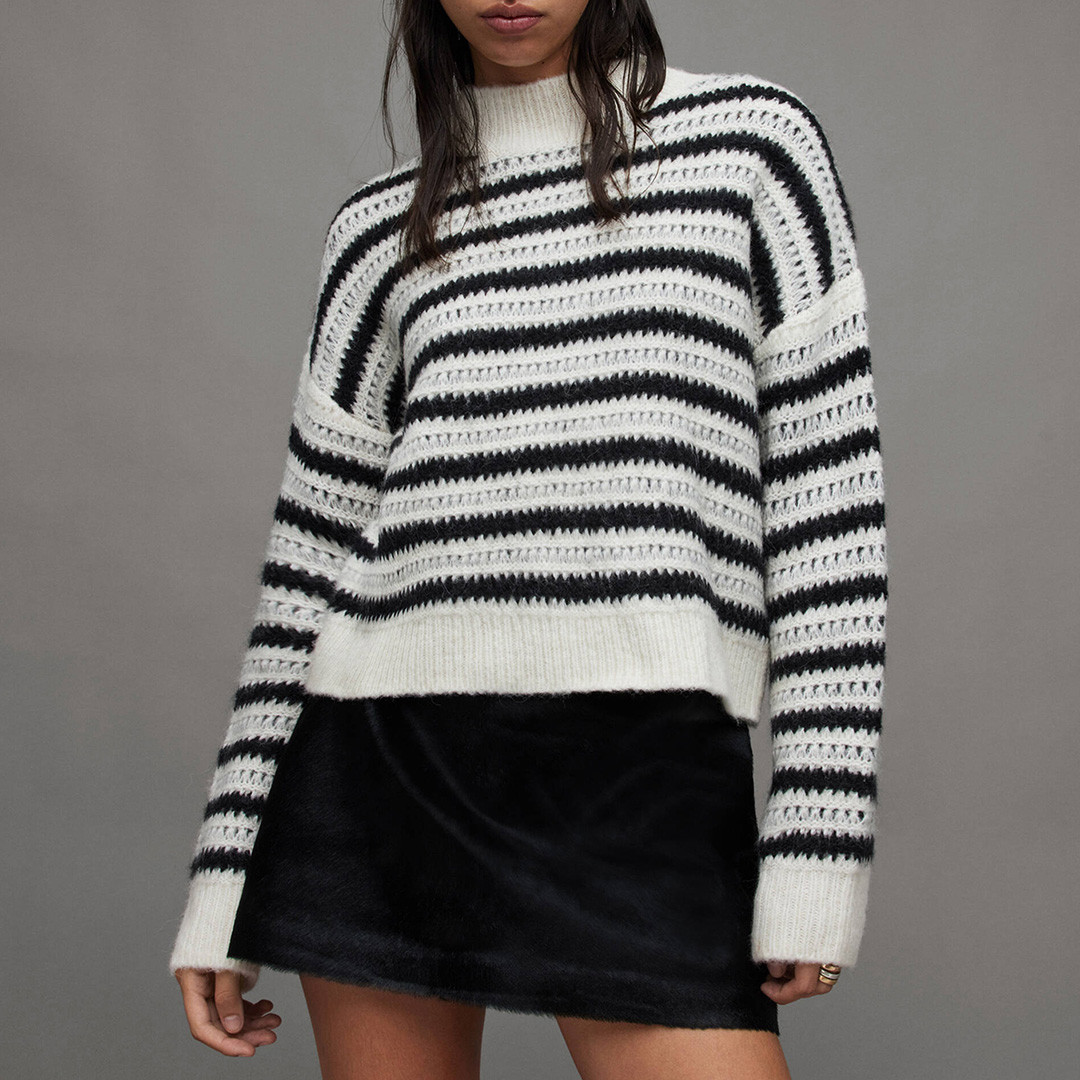 Black/White Duke Stripe Wool Blend Jumper