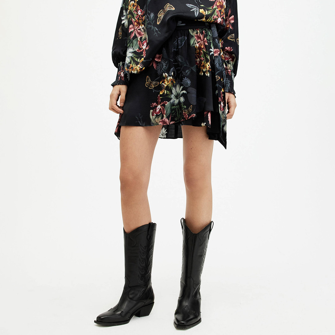 Black Floral Maria Sanibel Mini Skirt