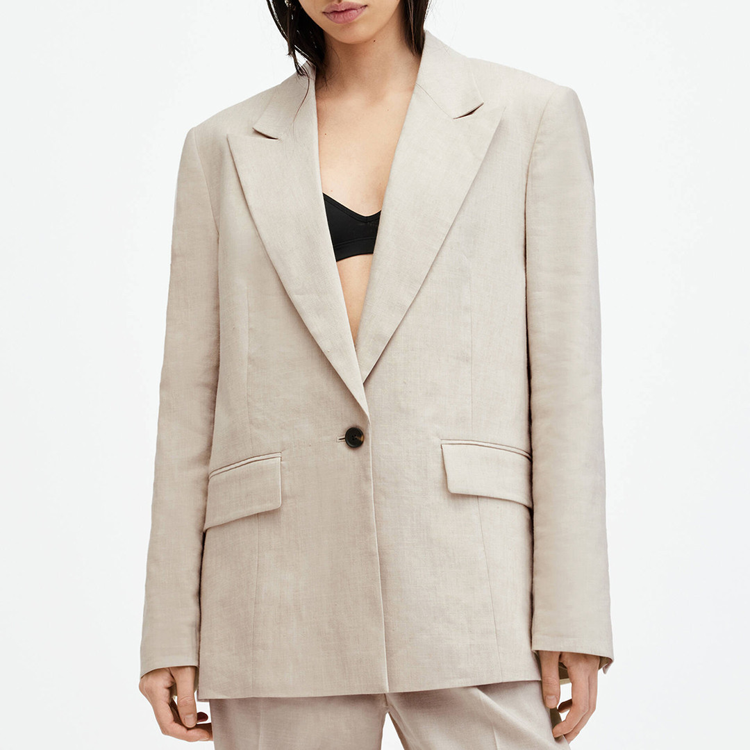 Beige Whitney Linen Blend Blazer