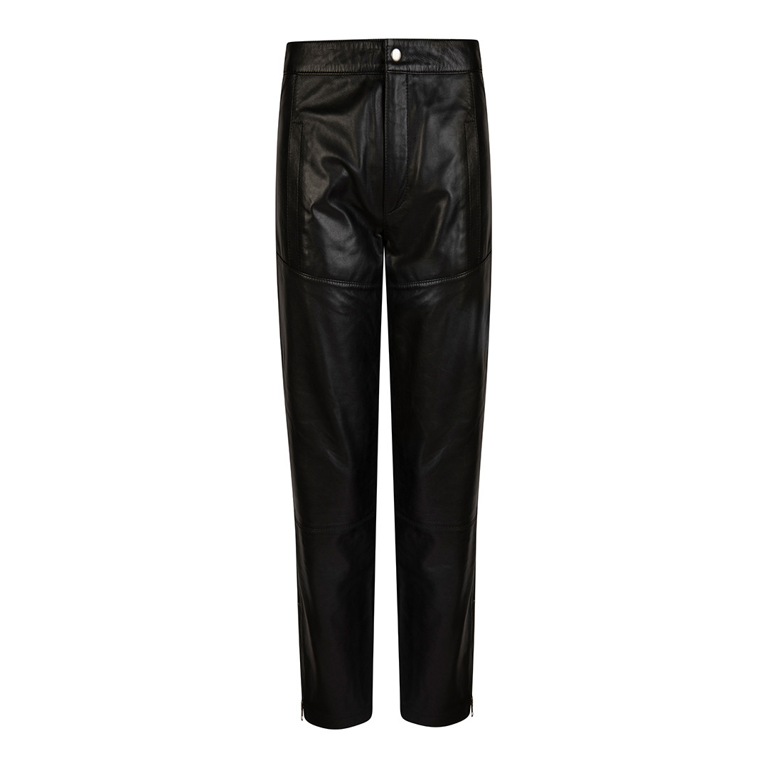 Black High Waist Leather Trousers