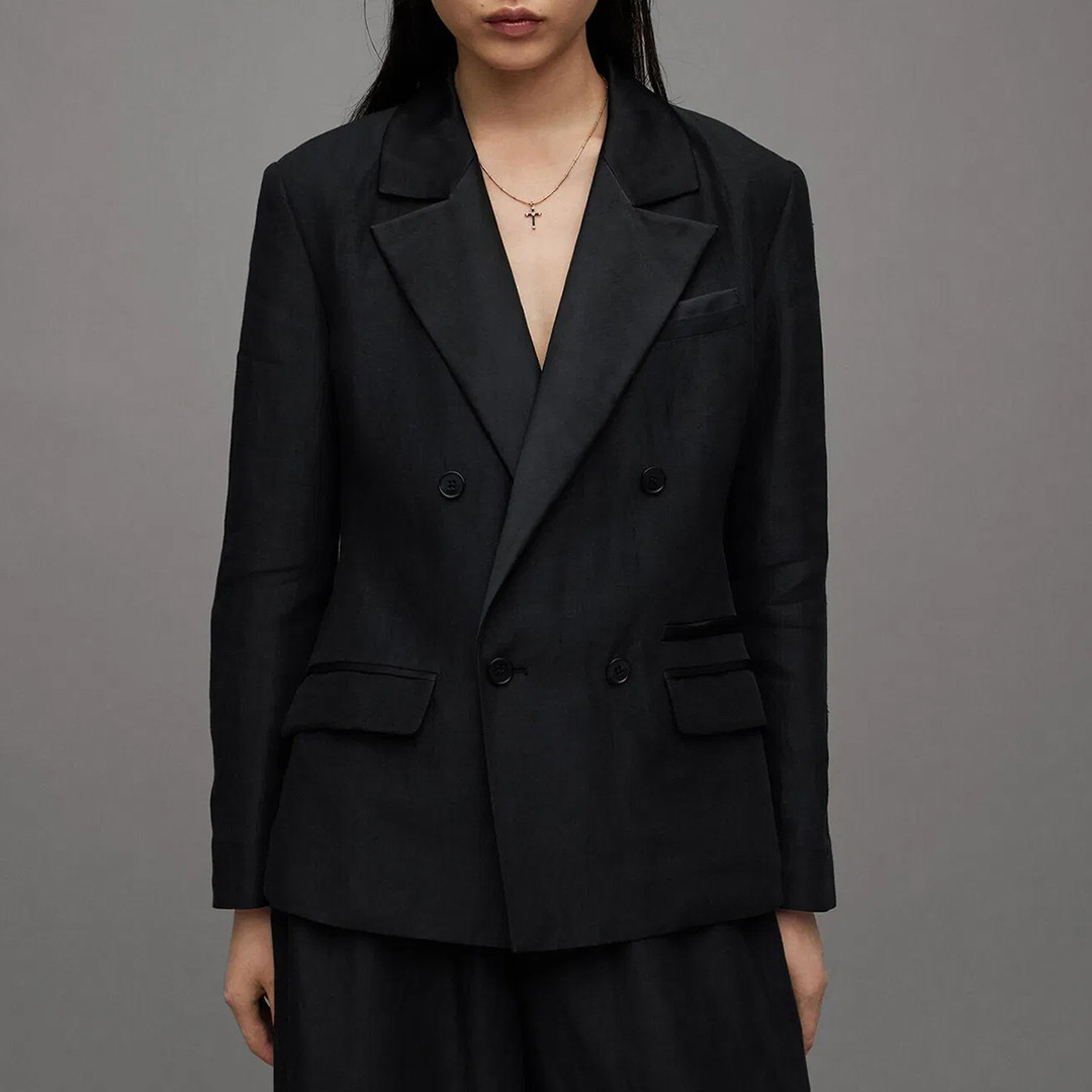 Black Eve Double Breasted Linen Blend Blazer