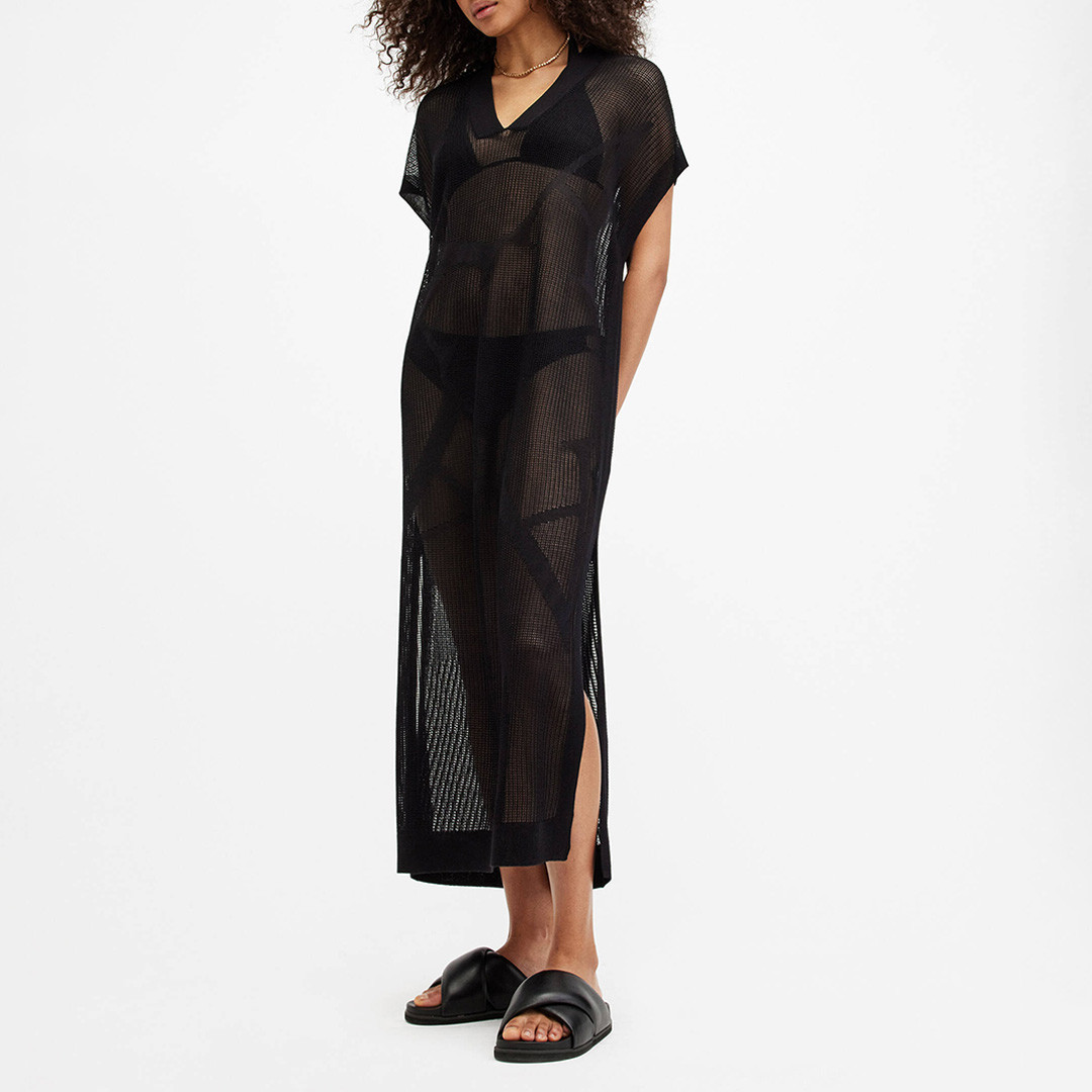 Black A Star Mesh Beach Dress