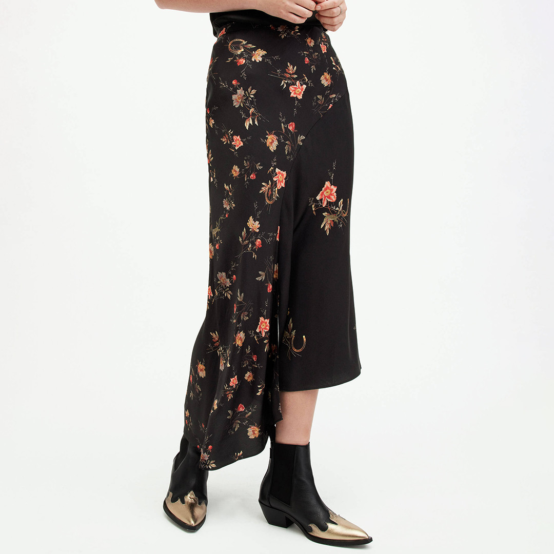 Black Floral Luisa Tanana Skirt