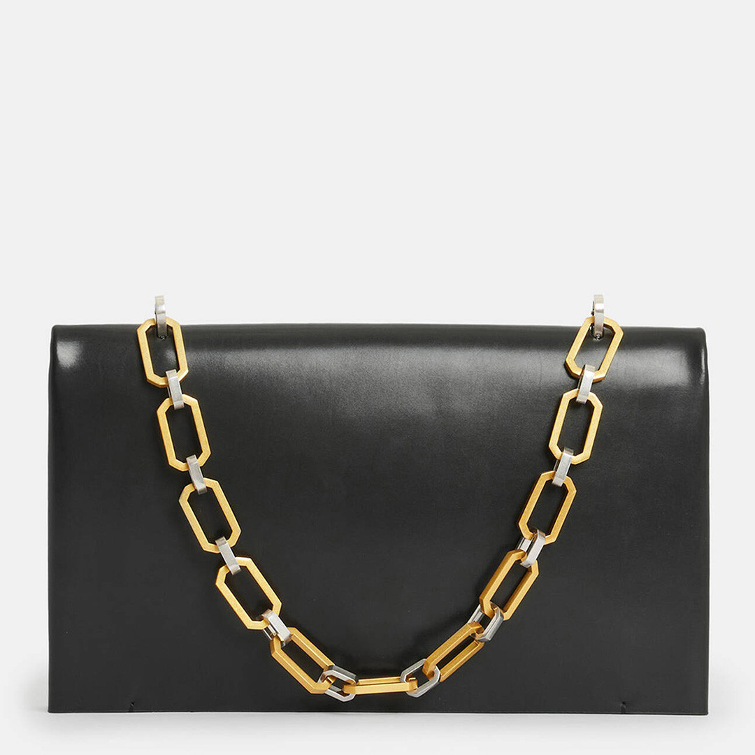 Black Akira Leather Clutch Bag