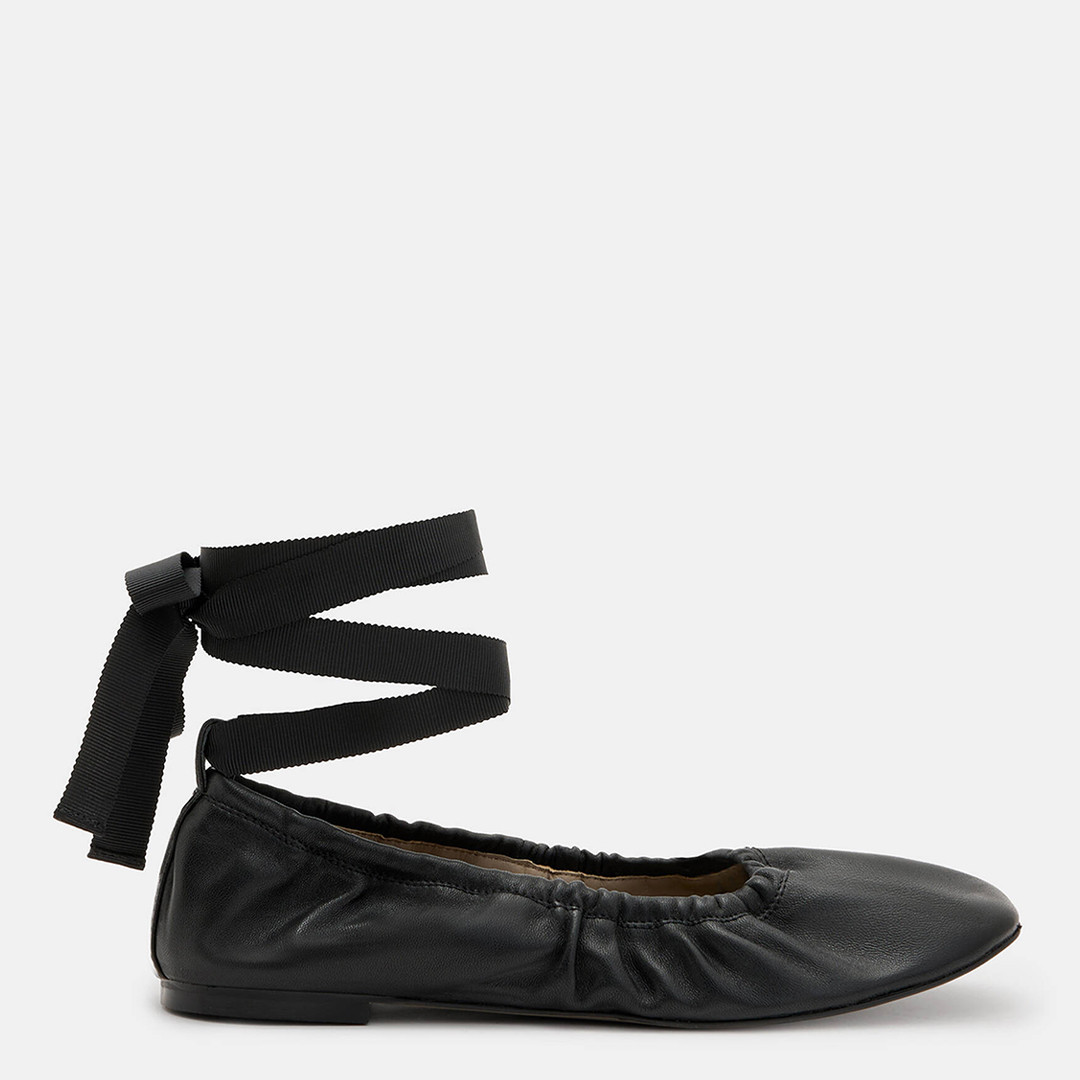 Black Alia Ribbon Leather Pumps