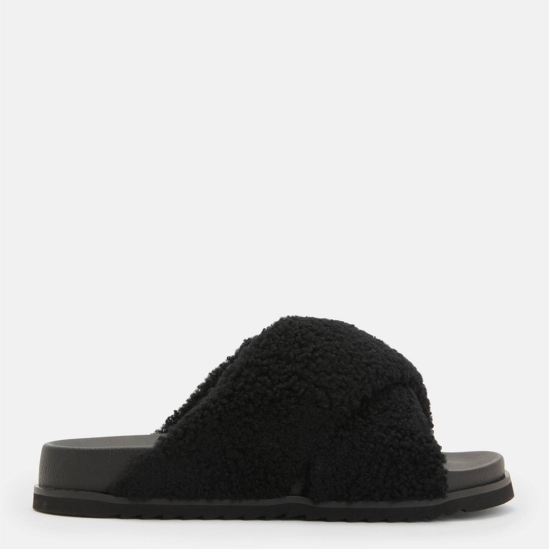 Black Saki Shearling Sandals