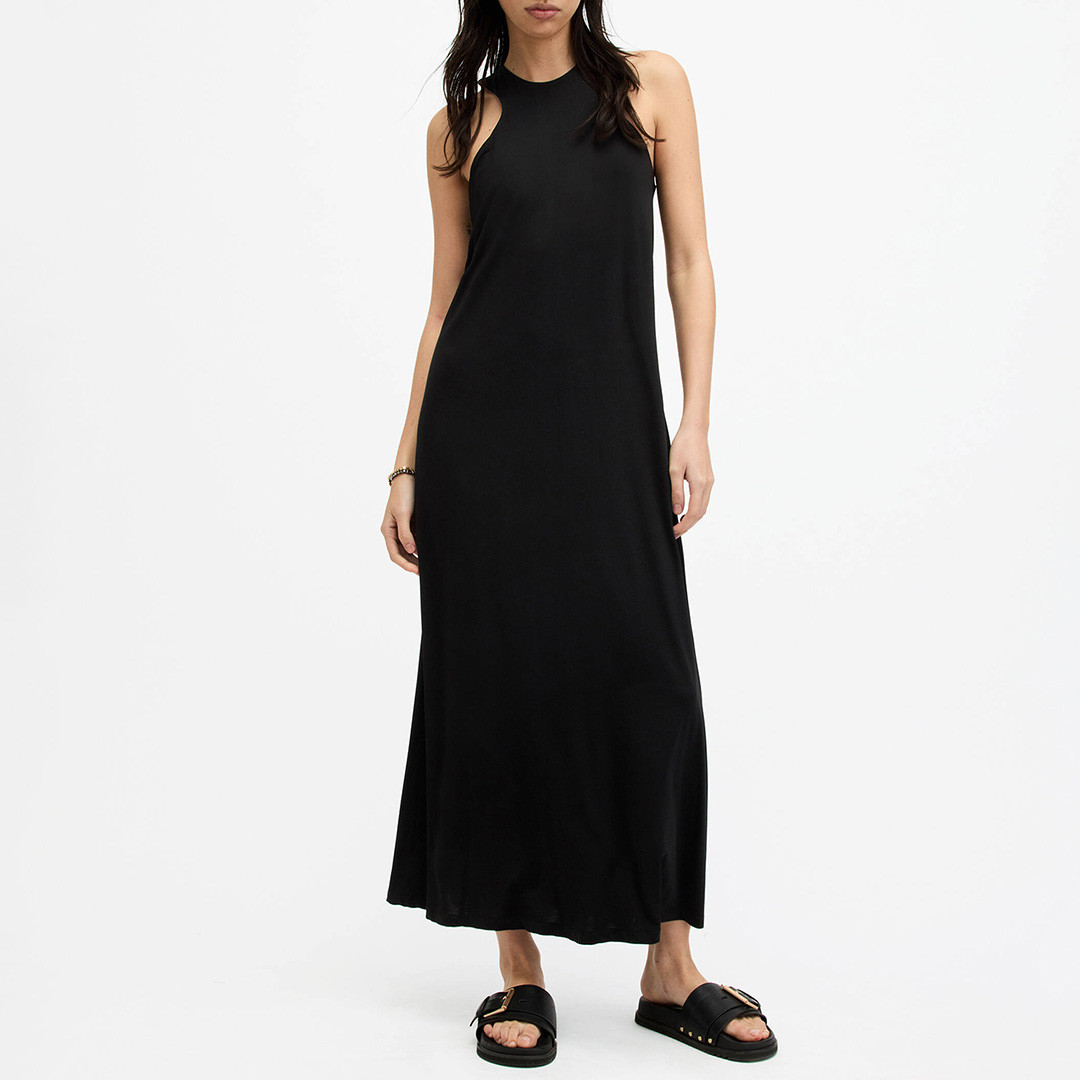 Black Kura Racer Maxi Dress