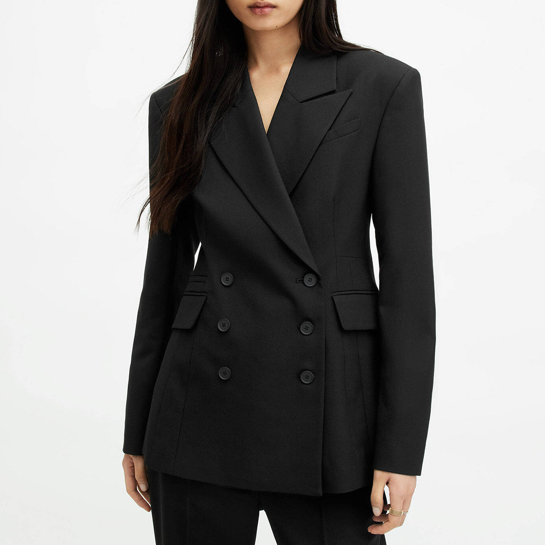 Black Sevenh Wool Blend Blazer