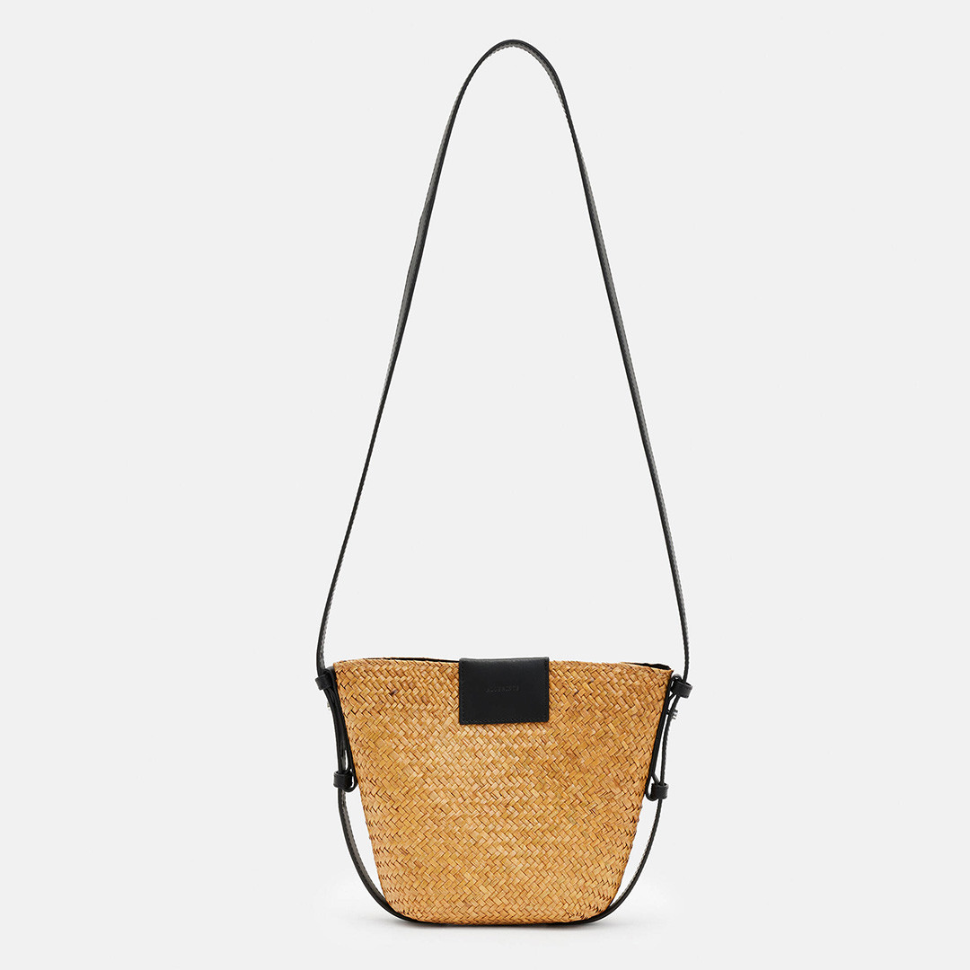 Beige Ebro Straw Crossbody Bag