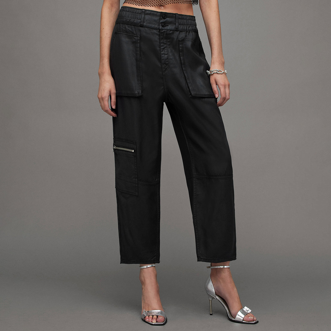 Black Hailey Coated Cargo Jeans