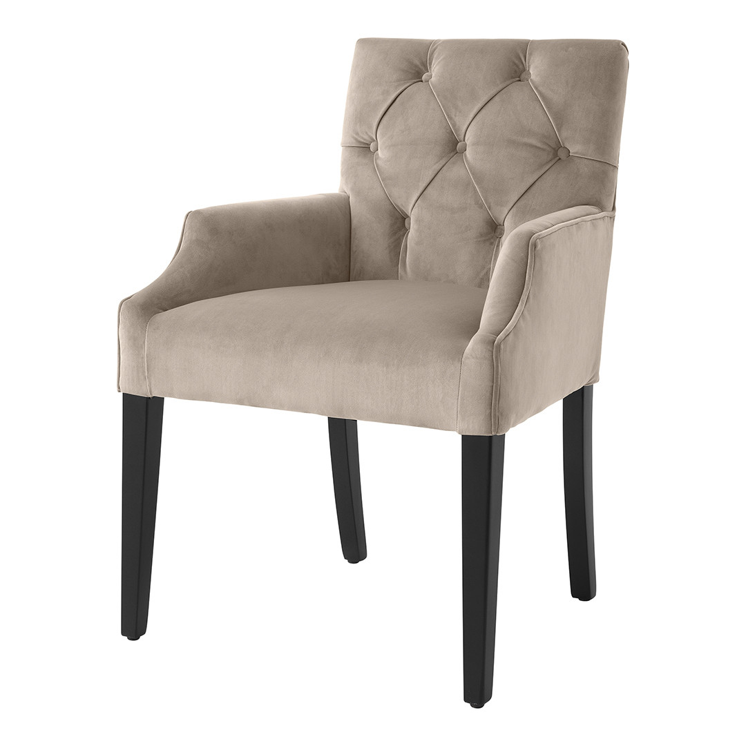 Atena Dining Chair with Arm Greige Velvet